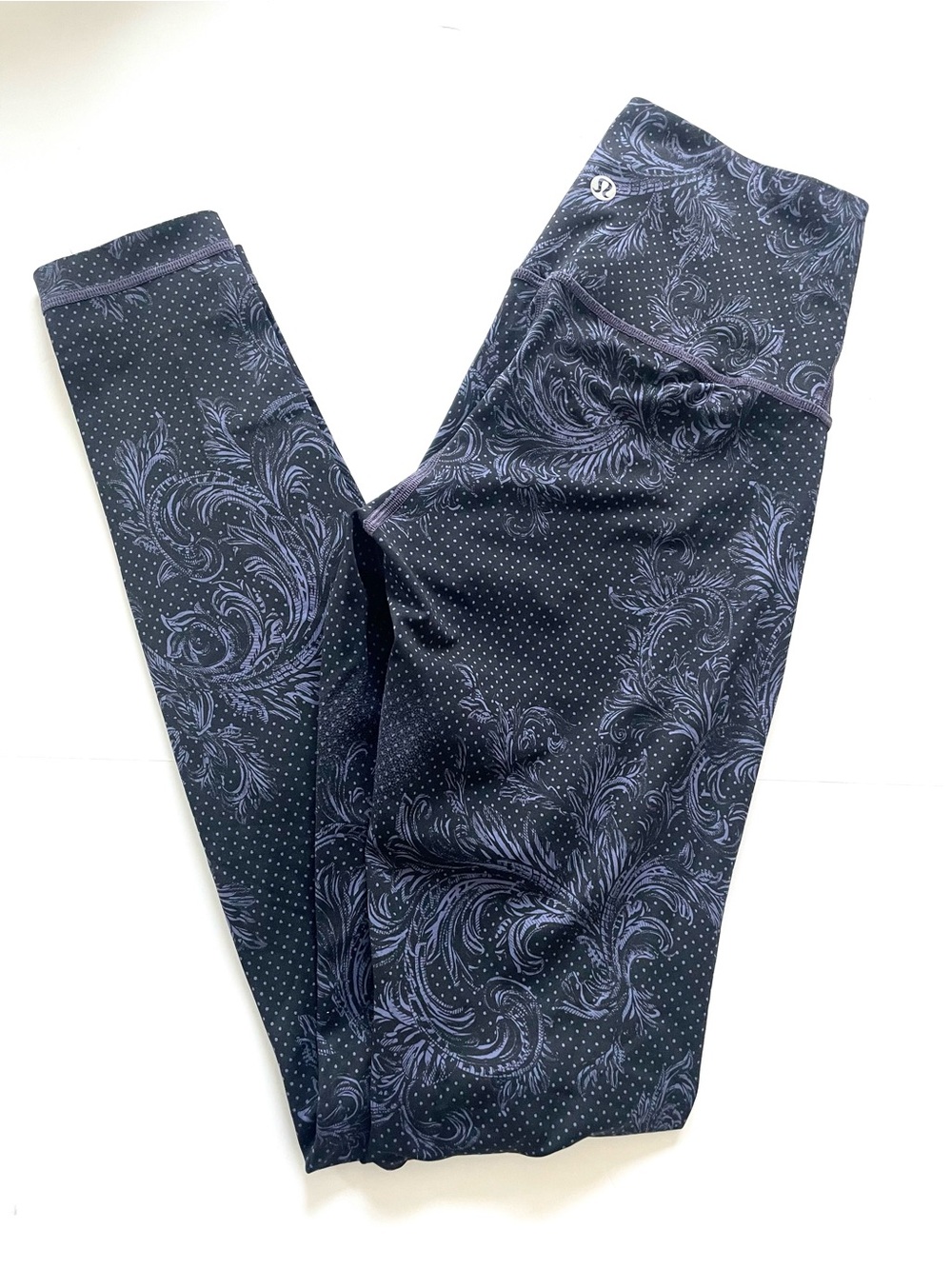 lululemon athletica Black Leggings with Purple Swirl Print